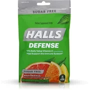 4 Pack - Halls Defense Vitamin C Drops Sugar Free Assorted Citrus 25 Each