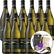 Ariel Chardonnay Non-Alcoholic White Wine Experience Bundle with Wine Travel Cooler Bag, Ice Packs, Cork Screw, Chromacast Pop Socket, Seasonal Wine Pairings & Recipes, 12 Pack