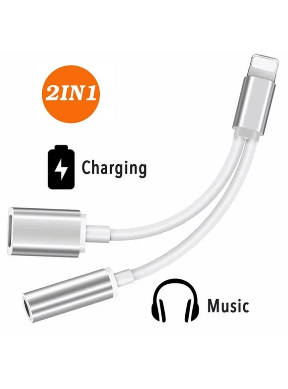 Lightning 3 5mm Headphones Jack Adapter iPhone Apple MFi Certified 2 1 Charger Aux Audio Splitter Dongle iPhone 7 7Plus 8 8Plus 11 X XR XS Support Al