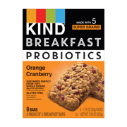 KIND Bars, Orange Cranberry Probiotic Breakfast Bar, Gluten free, 1.76 oz, 4 Snack Bars