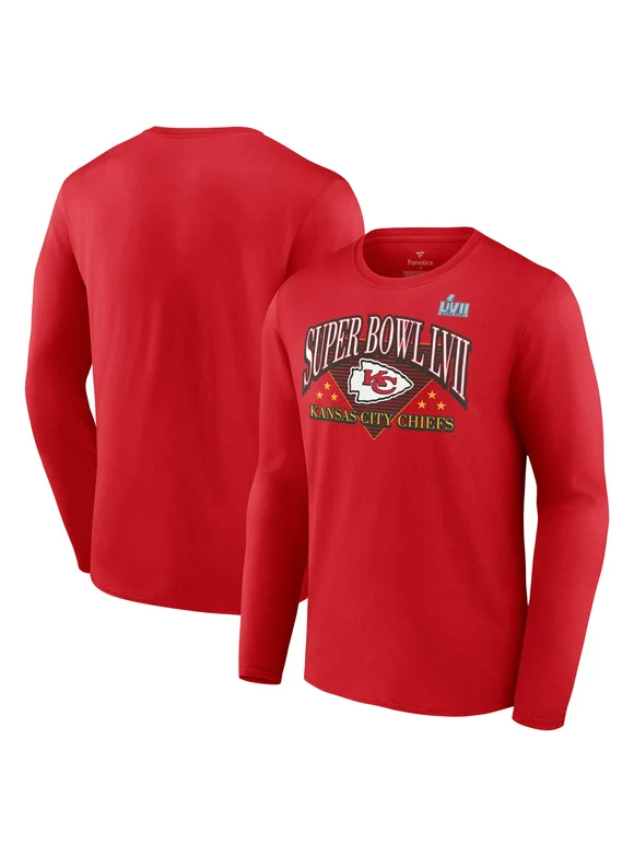 Men's Fanatics Branded Red Kansas City Chiefs Super Bowl LVII Triangle Strategy Long Sleeve T-Shirt