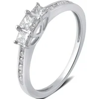 1/2 Carat T.W. 3 stone Princess Diamond 10K White Gold Engagement Ring