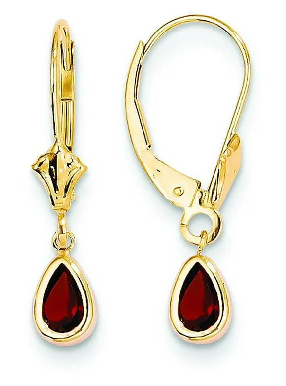 14K Gold Garnet January Dangle Earrings Jewelry