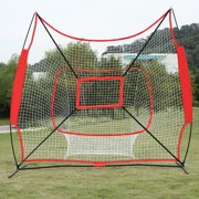 Zimtown 7'x 7' Baseball Hitting Practice Net, with Bow Frame/Carry Bag/Strike Zone Target, for Softball Pitching Batting Catching, Backtop Screen Equipment Training Aids, for All Skill Levels, Red