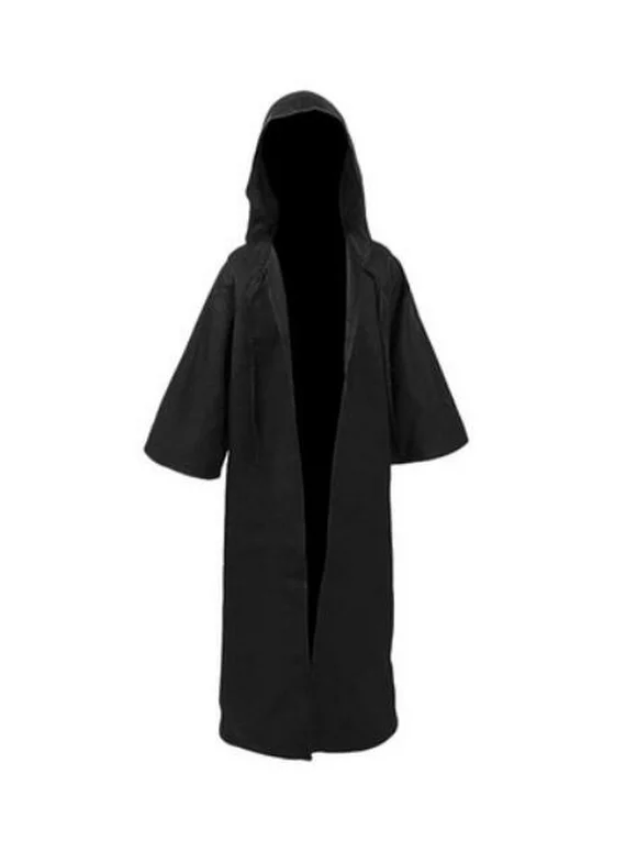 QILINXUAN Adult Halloween Capes Solid Color Fancy Long Sleeve Hooded Cloak Full Length Couples Witch Costume for Cosplay Role Play Party Plus Size