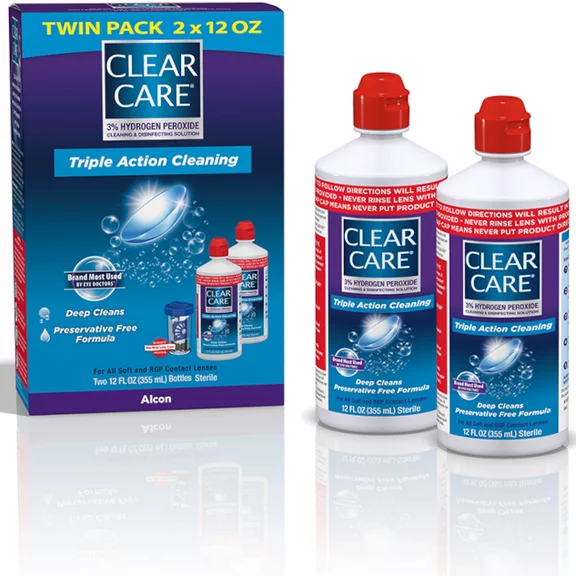 Clear Care Contact Lens Cleaning and Disinfecting Solution, Twin Pack