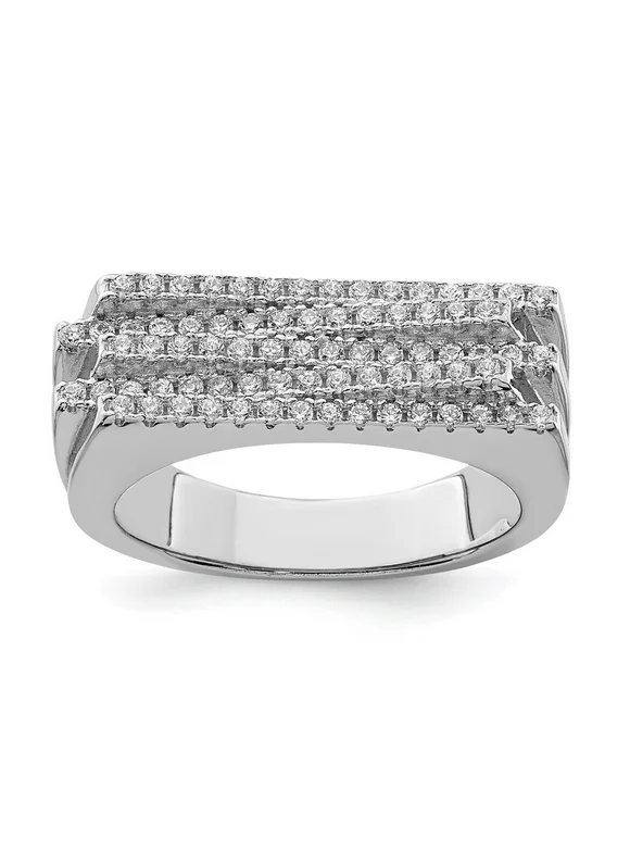 Sterling Silver Rhodium-plated CZ Ring QQR6616-6