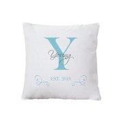 Personalized Family Initial and Name Throw Pillow, Teal