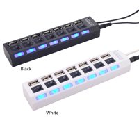 Aibecy JDL-A7 HUB USB Hub 7 Port USB 2.0 Independent Switch Indicator High Speed Ultra Slim Splitter Hub with USB Cable