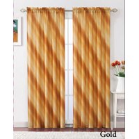 Single (1) Gold Crushed Taffeta Window Curtain Panel: 55"W x 90"L, Diagonal Ombre Design, Gold, Copper and Pale Yellow