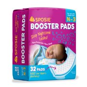Sposie Overnight Baby Diaper Booster Pads/ Doublers for Newborns to Size 3 Diapers, 32 Insert-Pads, No Adhesive, Easy Repositioning, Disposable, Nighttime Protection for Infant Boys & Girls