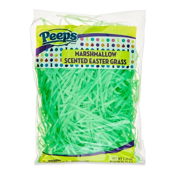 PEEPS Marshmallow Scented, Easter Plastic Grass, Green, 1.25 oz