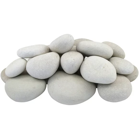 Rainforest, Outdoor Decorative Stones, Caribbean Beach Pebbles, White, 1-3", 30lbs.