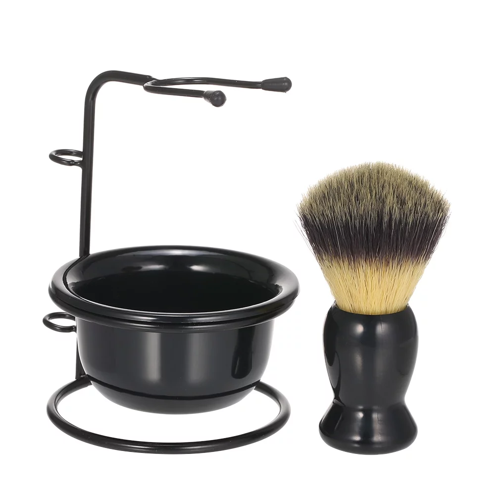 Shaving Brush Stand & Bowl Set Metal Shaving Brush Holder Soap Bowl Mug for Men Beard Removal Tools