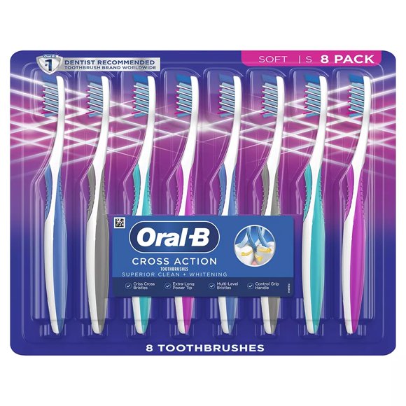 Oral-B Cross Action Manual Toothbrushes, medium bristle 8 pk.