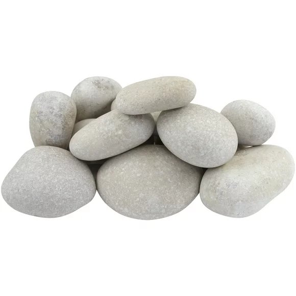 Rainforest, Outdoor Decorative Stones, Caribbean Beach Pebbles, White, 3-5", 2200lbs.