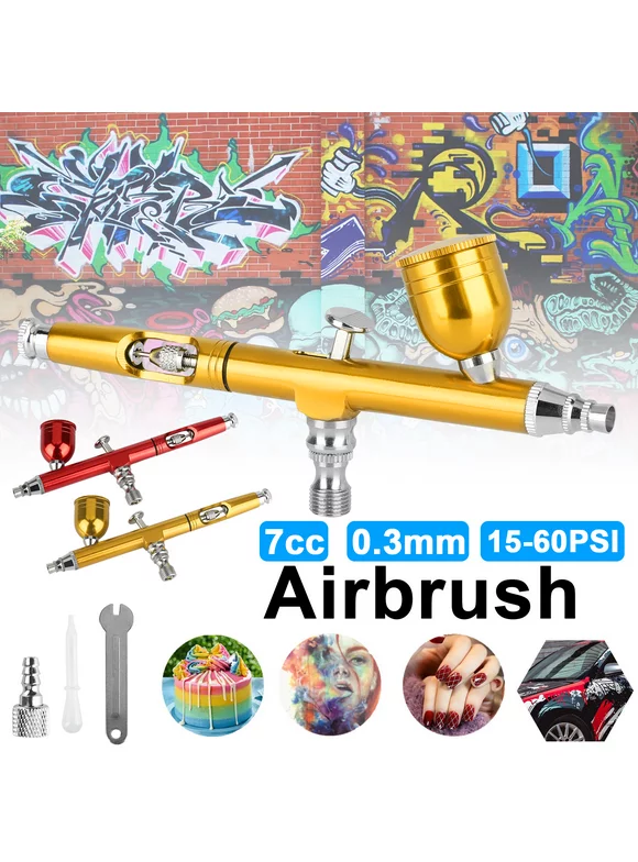 EEEkit Airbrush Kit with 0.3mm Nozzles, Portable Handheld Auto Mini Dual-Action Cordless Airbrush Gun Set for Cake Decorating, Makeup, Model Coloring, Tattoo, Nail Design