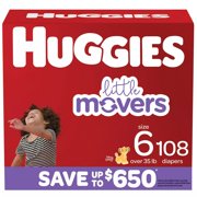 Huggies Little Movers Diapers, Size 6 - 35+ Pounds (108 Count)