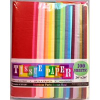 Assorted Rainbow Color Tissue Paper Pack, 20" x 26" Sheets,100 ct