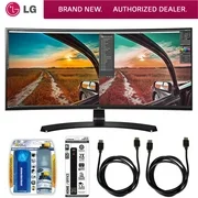LG Curved UltraWide IPS Monitor (34UC88) with Xtreme Performance TV/LCD Screen Cleaning Kit, Xtreme 6 Outlet Power Strip & 2x General Brand HDMI to HDMI Cable 6'