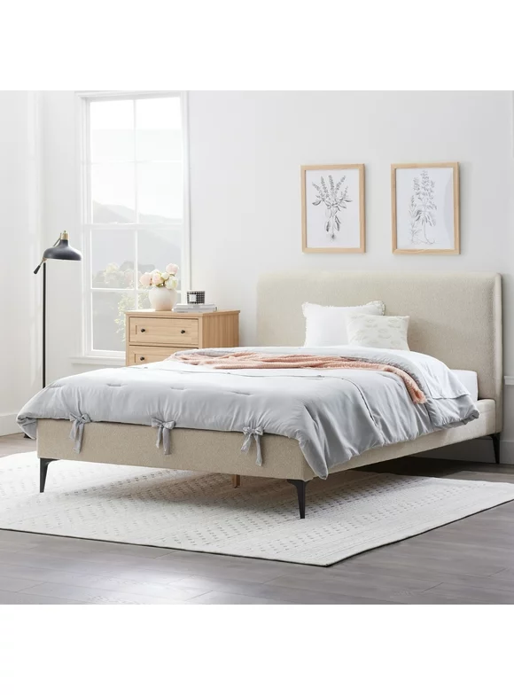 My Texas House Newcastle Upholstered Platform Bed, Queen, Oat