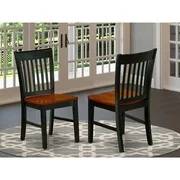 East West Furniture NFC-BCH-W Norfolk Dining Chair with Plain Wood Seat in Black & Cherry Finish Set of 2