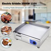 Yescom 24" 2500W Countertop Electric Griddle Stainless Steel Adjustable Temp Control Commercial Restaurant Grill