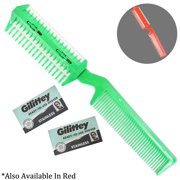 7-3/4 Inch Plastic And Stainless Steel Pet Grooming Comb With Built In Razor Blade For Hair Trimming