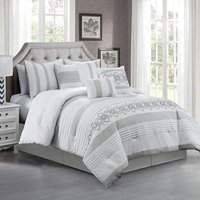 Chezmoi Collection Geometric 7 Piece Comforter Sets, Full with Shams, Bed Skirt, Decorative Pillows, Breakfast Cushion