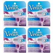 Gillette Venus Breeze Refill Razor Blade Cartridges, 4 Count (Pack of 4) + Yes to Tomatoes Moisturizing Single Use Mask