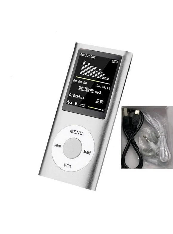 MP4 Music Player HIFI MP3 Player Digital LCD Screen Voice Recording Radio Support Multiple Languages Silver Gray