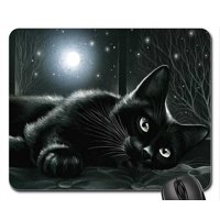 POPCreation Black cat in moonlight Mouse pads Gaming Mouse Pad 9.84x7.87 inches