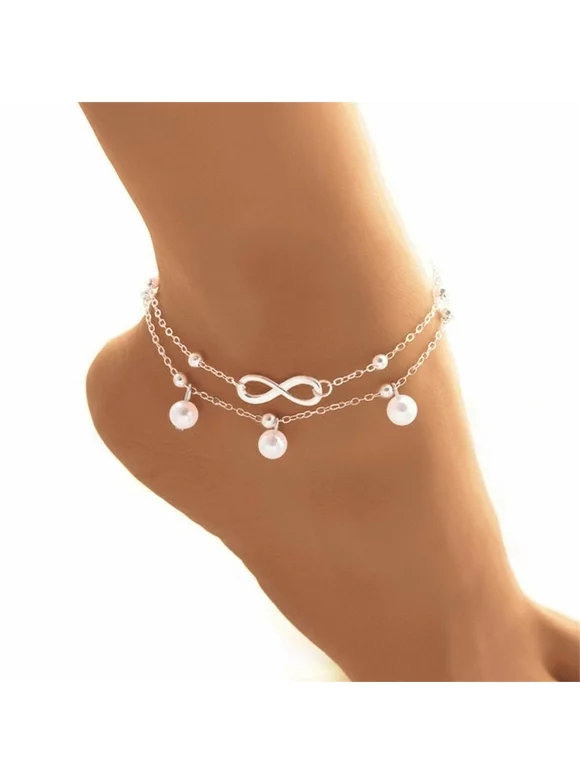 Willstar Adjustable Ankle Bracelets Women Foot Anklet Alloy Boho Beach Beads Chain Infinity Endless Love Jewelry Gifts