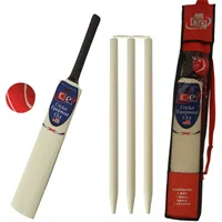 Kids Cricket Gift Set Young American Includes Wooden Cricket Bat Tennis Ball Stumps and Bag Size 4