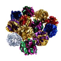 Pack of 12 Colorful Crinkle Foil Balls -Cat Interactive Toy Cat Sound Paper Mylar Balls