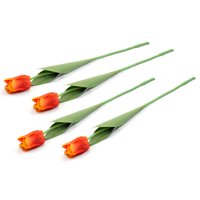 Set of 4 21" Orange and Green Tulip Flower Centerpieces