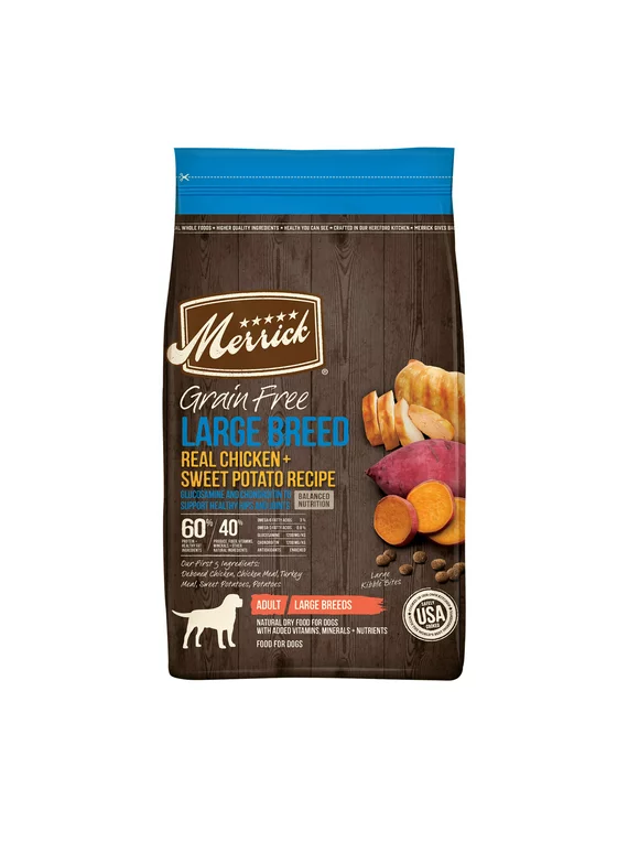 Merrick Real Chicken & Sweet Potato Dry Dog Food, Grain Free, 22 lb Bag