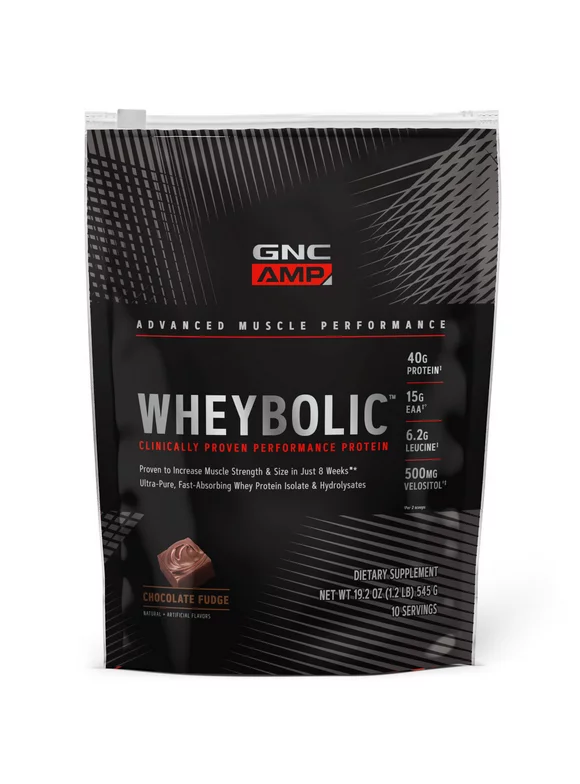 GNC AMP Wheybolic™ Protein Powder, Chocolate Fudge, 1.2 lbs, 40g Whey Protein