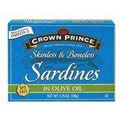 Crown Prince Skinless Boneless Sardines in Olive Oil, 3.75 oz