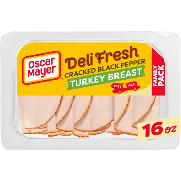 Oscar Mayer Deli Fresh Cracked Black Pepper Sliced Turkey Breast Deli Lunch Meat Family Size, 16 oz Package