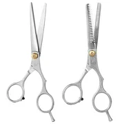 2Pcs Hair Cutting Scissors Set Hair Cutting Shears Hairdressing Kit Barber Scissors Size 6.0" w/ PU Leather Case for Salon Home