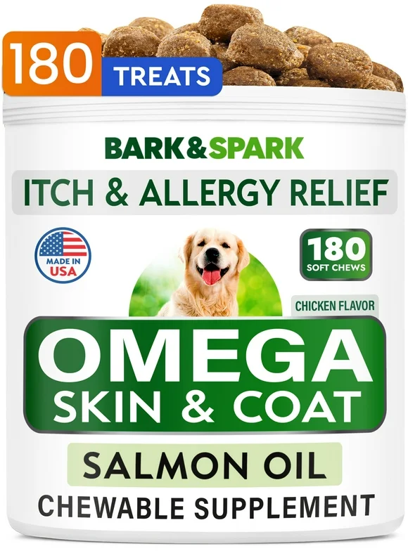 Bark&Spark Omega Soft Chews, Salmon Oil, For Dogs & Cats, 180 Soft Chews, 18 oz (513 g)