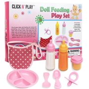Click N' Play 8 Piece Baby Doll Feeding Set With Accessories