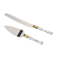 Craft and Party- Wedding Cake Knife Server Set Silver or Gold