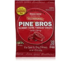 Pine Bros. Gummy Sore Throat Drops Wild Cherry, 30 ea (Pack of 3)