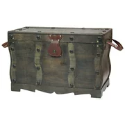 Antique Style Distressed Wooden Pirate Treasure Chest, Coffee Table Trunk