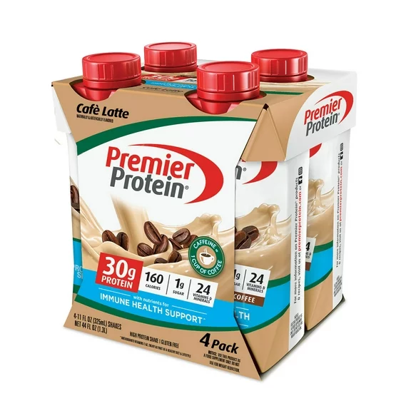 Premier Protein Shake, Café Latte, 30g Protein, 11 fl oz, 4 Ct