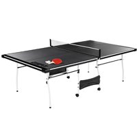 ESPN Mid Size 15mm 4-Piece Indoor Table Tennis Table, Accessories Included, Black