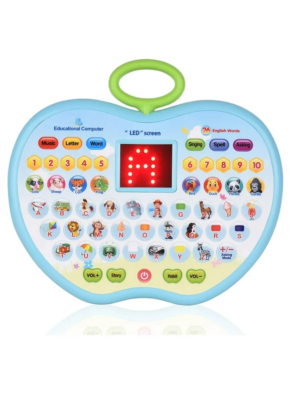 Eccomum Early Educational Toy Learning Tablet Toddler Computer Toy with LED Screen Display 8 Learning Modes Gift for Age 3-6 Kids