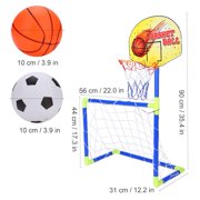 Tebru 2 In 1 Children Portable Football Basketball Set Soccer Goal Hoop Backboard Sports Toy for Kids, Football Basketball Set ,Football Goal